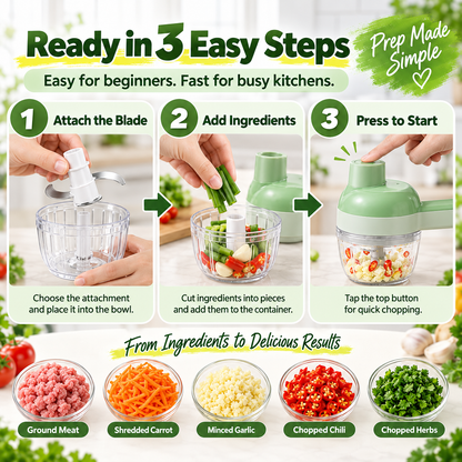 4-in-1 manual electric vegetable cutter setMultifunction cordless food processor