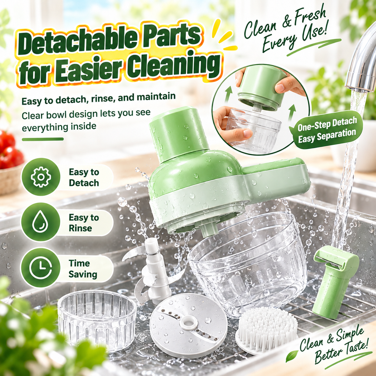 4-in-1 manual electric vegetable cutter setMultifunction cordless food processor