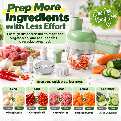 4-in-1 manual electric vegetable cutter setMultifunction cordless food processor