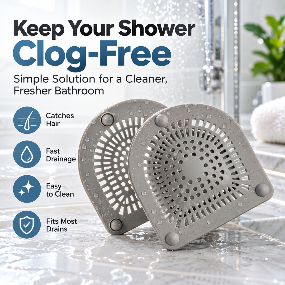 Bathroom Drain Hair Catcher – Sink & Shower Hair Filter